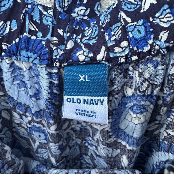 Old Navy Sleeveless Tie-Back Cutout Maxi Swing Dress Dark Sea Blue Print - Picture 11 of 14